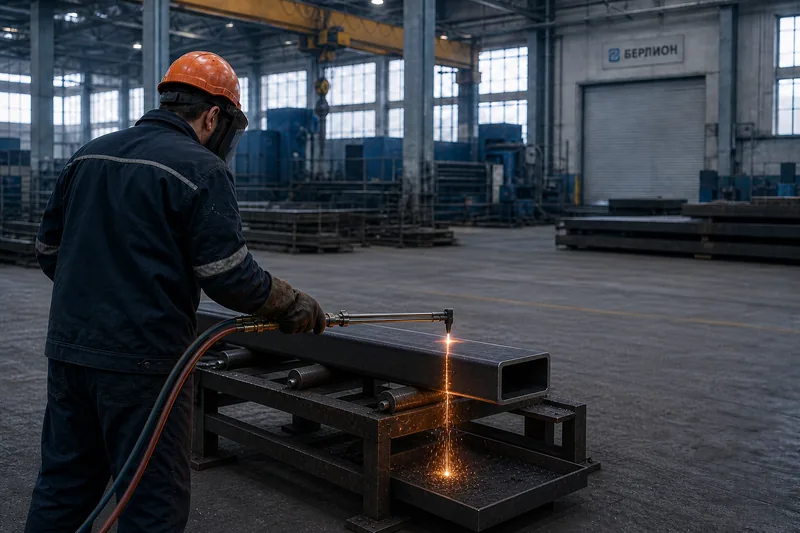 Газовый резак раскраивает толстостенный профиль